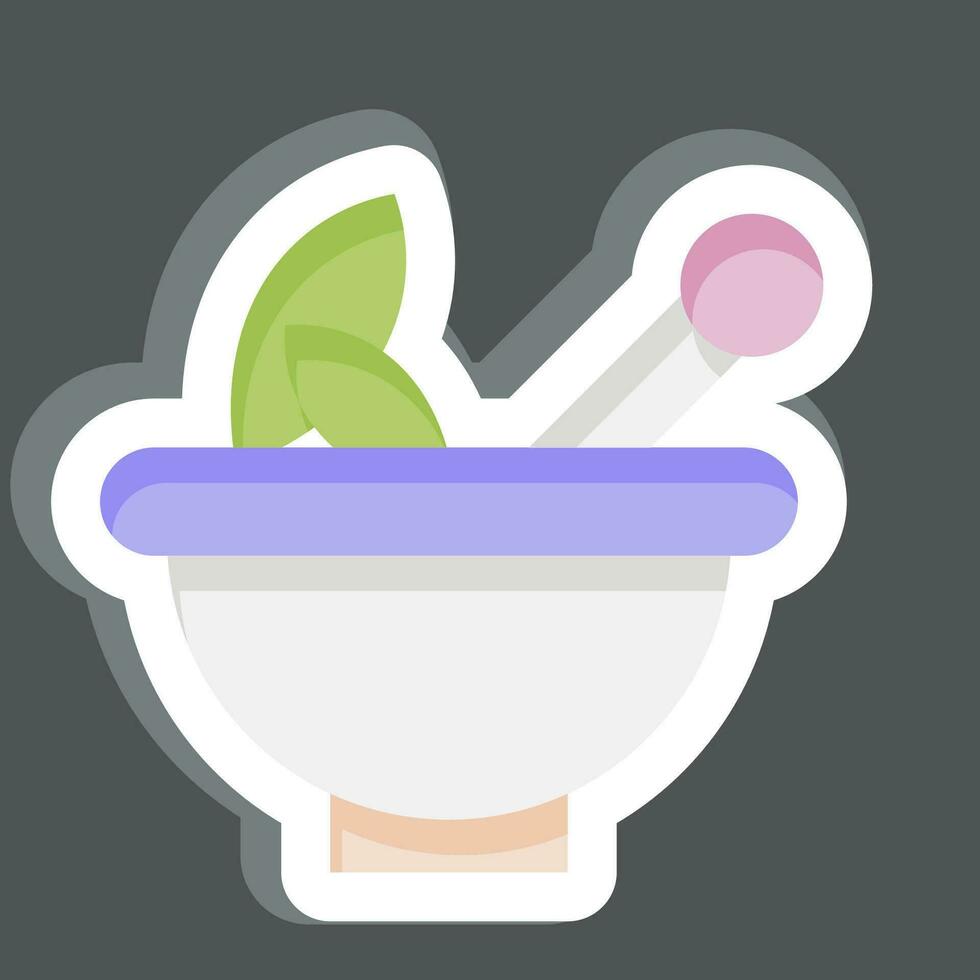 Sticker Pestle and Mortar. related to Herbs and Spices symbol. simple design editable. simple illustration vector