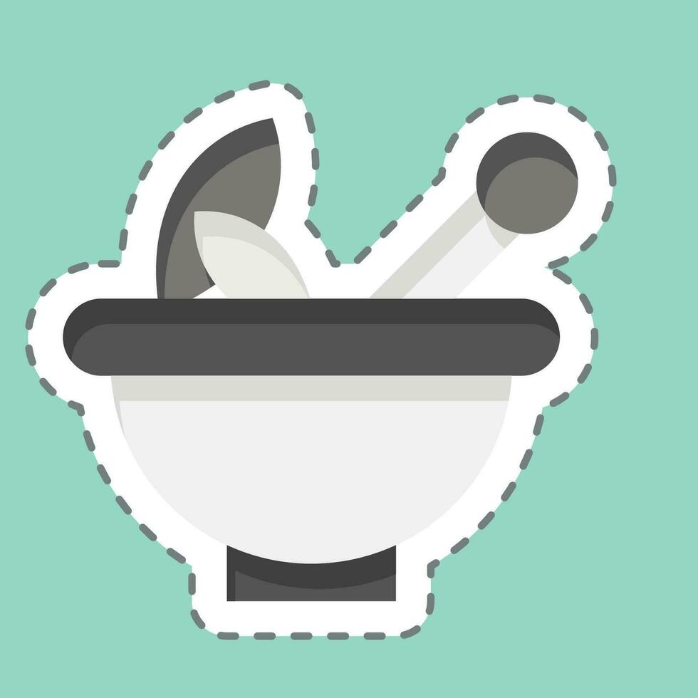 Sticker line cut Pestle and Mortar. related to Herbs and Spices symbol. simple design editable. simple illustration vector