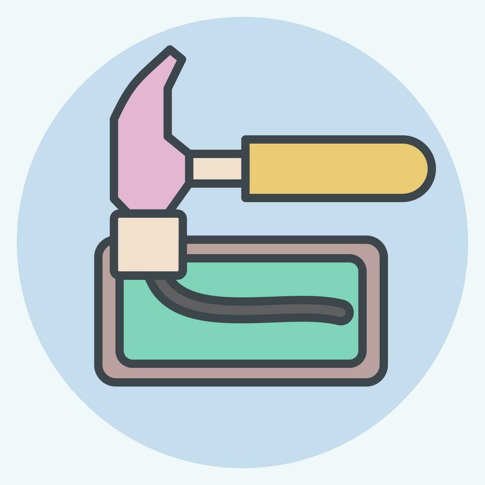 Icon Brick Hammer. related to Construction symbol. color mate style. simple design editable. simple illustration vector