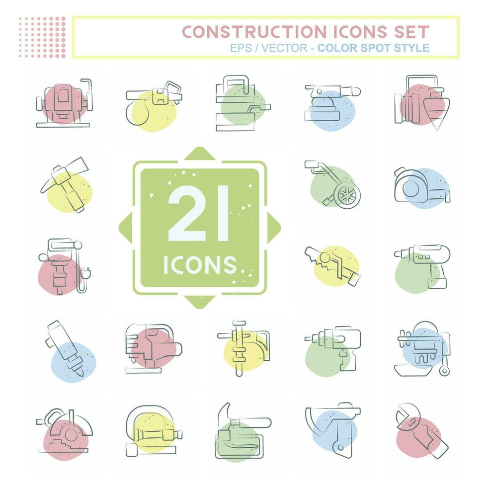 Icon Set Construction. related to Building symbol. Color Spot Style. simple design editable. simple illustration vector