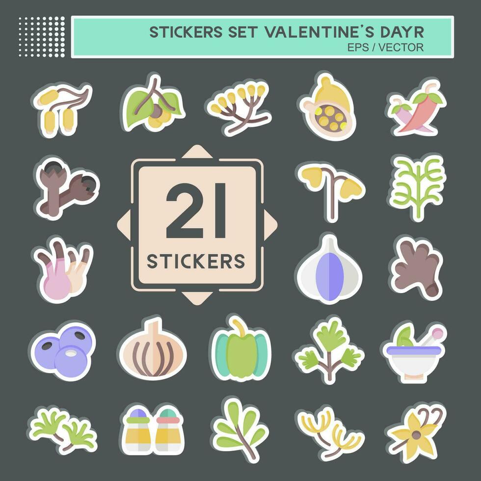 Sticker Set Herbs and Spices. related to Vegetables symbol. simple design editable. simple illustration vector