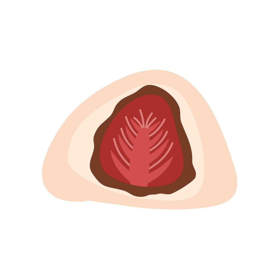 fresa diafuku ichigo daifuku o mochi con rojo frijol pegar adentro. japonés tradicional postre vector