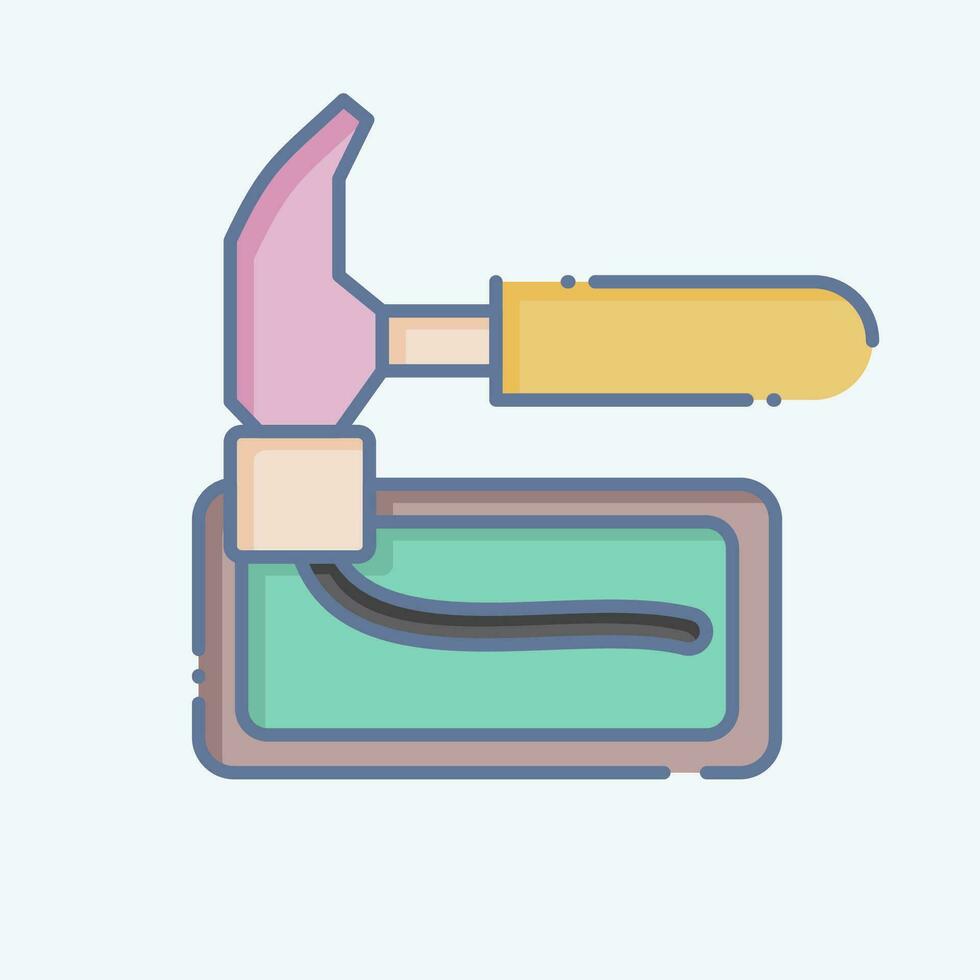 Icon Brick Hammer. related to Construction symbol. doodle style. simple design editable. simple illustration vector