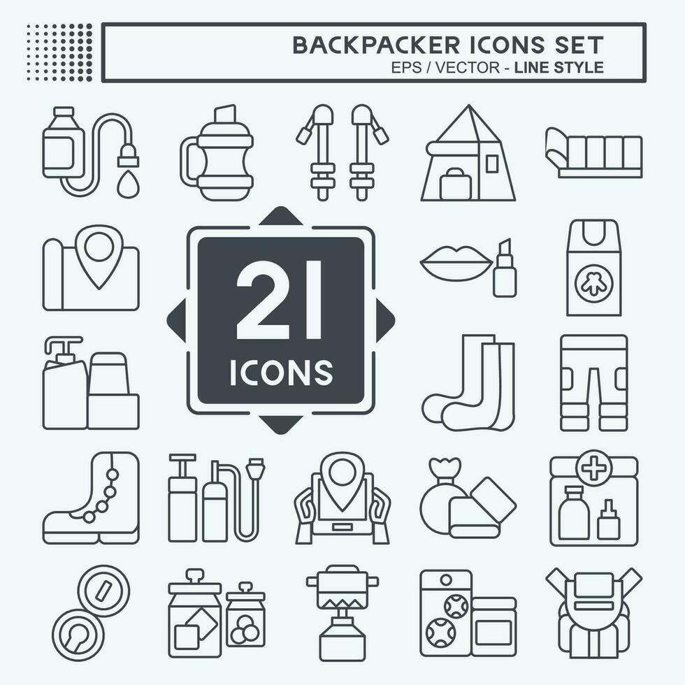 Icon Set Backpacker. related to Holiday symbol. line style. simple design editable. simple illustration vector