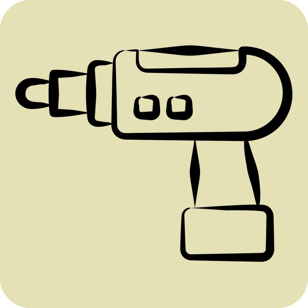 Icon Hand Drill. related to Construction symbol. hand drawn style. simple design editable. simple illustration vector