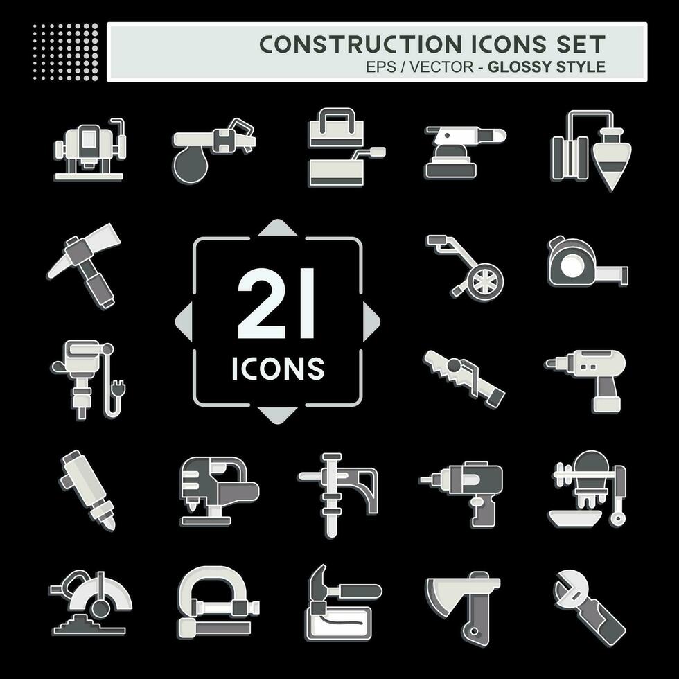 Icon Set Construction. related to Building symbol. glossy style. simple design editable. simple illustration vector