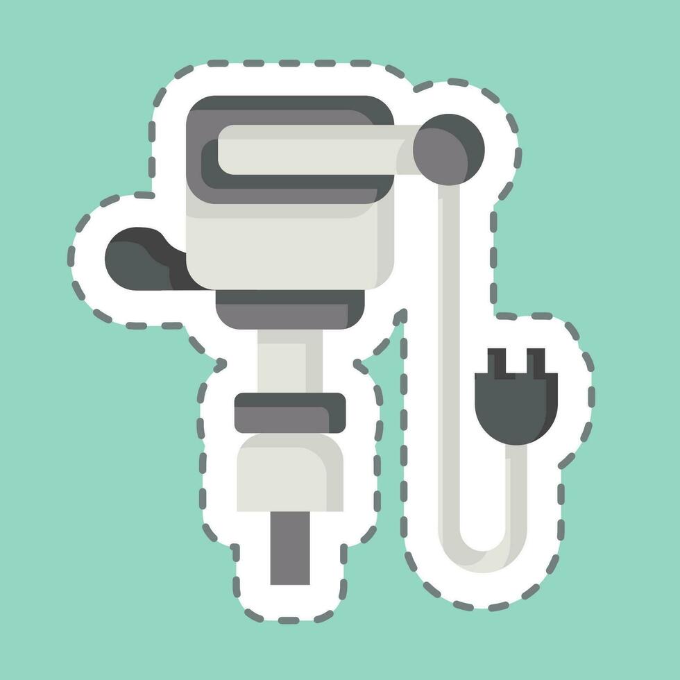Sticker line cut Jack Hammer. related to Construction symbol. simple design editable. simple illustration vector