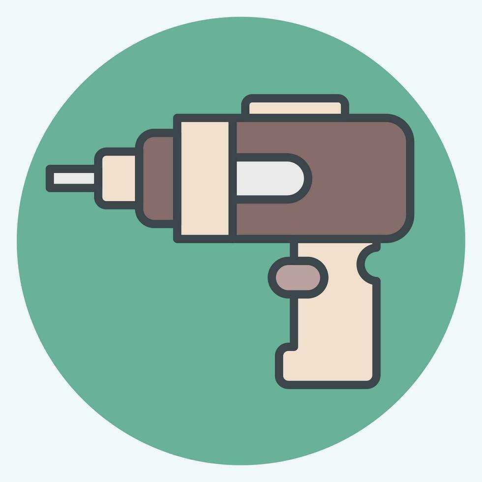 Icon Cordless Drill. related to Construction symbol. color mate style. simple design editable. simple illustration vector