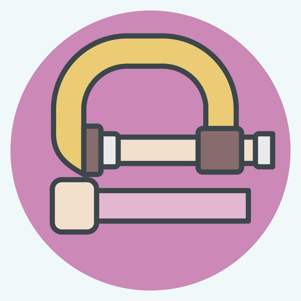 Icon C Clamp. related to Construction symbol. color mate style. simple design editable. simple illustration vector