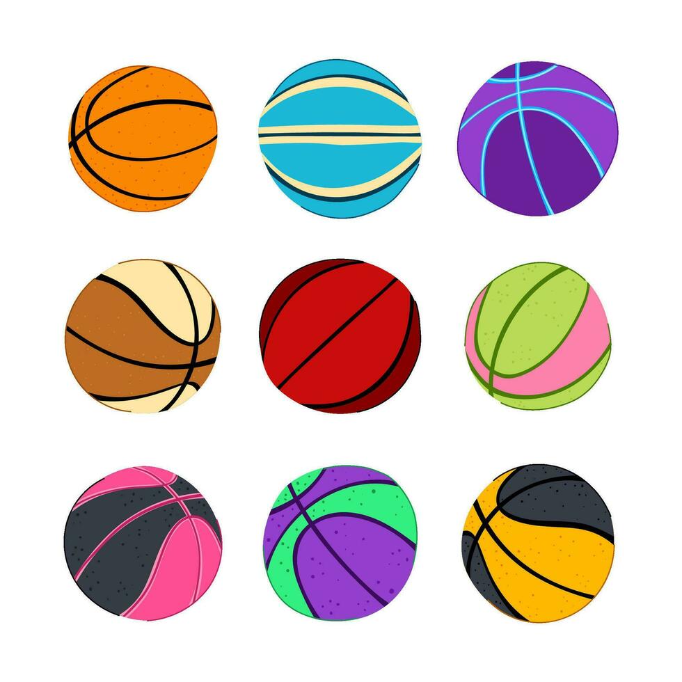 baloncesto pelota conjunto dibujos animados vector ilustración