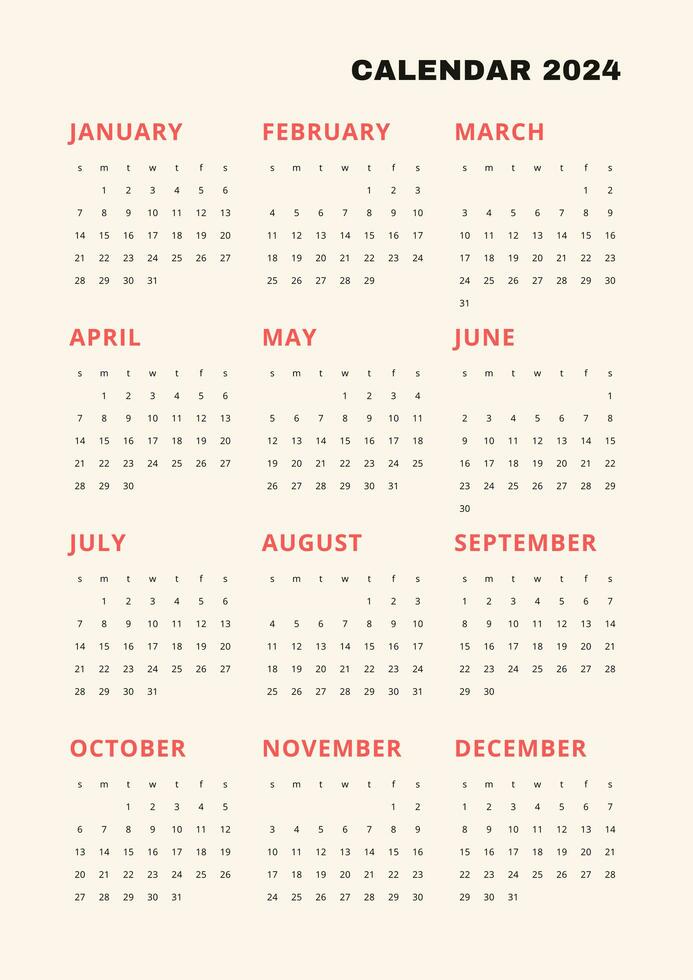 Beige vertical calendar for 2024. modern minimalistic 2024 Calendar photo