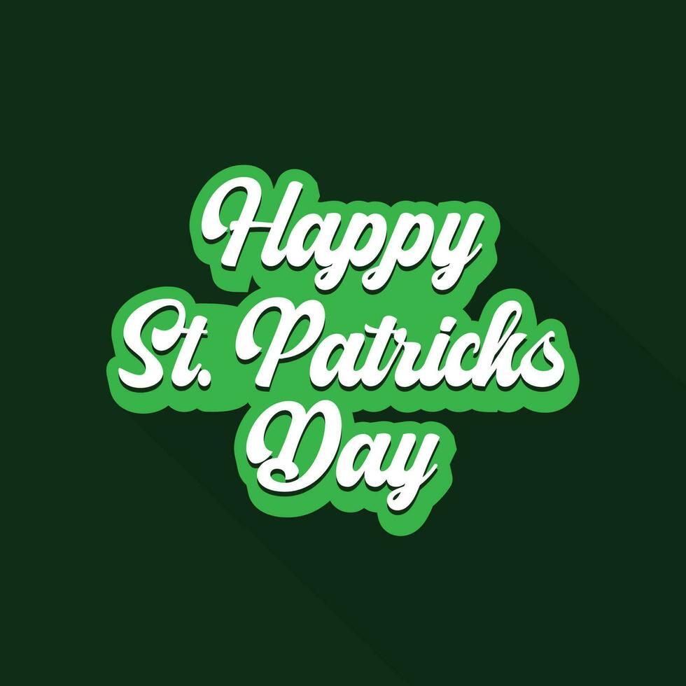 Happy Saint Patrick's Day vector typography illustration on green background. Holiday greetings card with clover shapes and branches vector. Irish celebration design. Beer festival lettering typo
