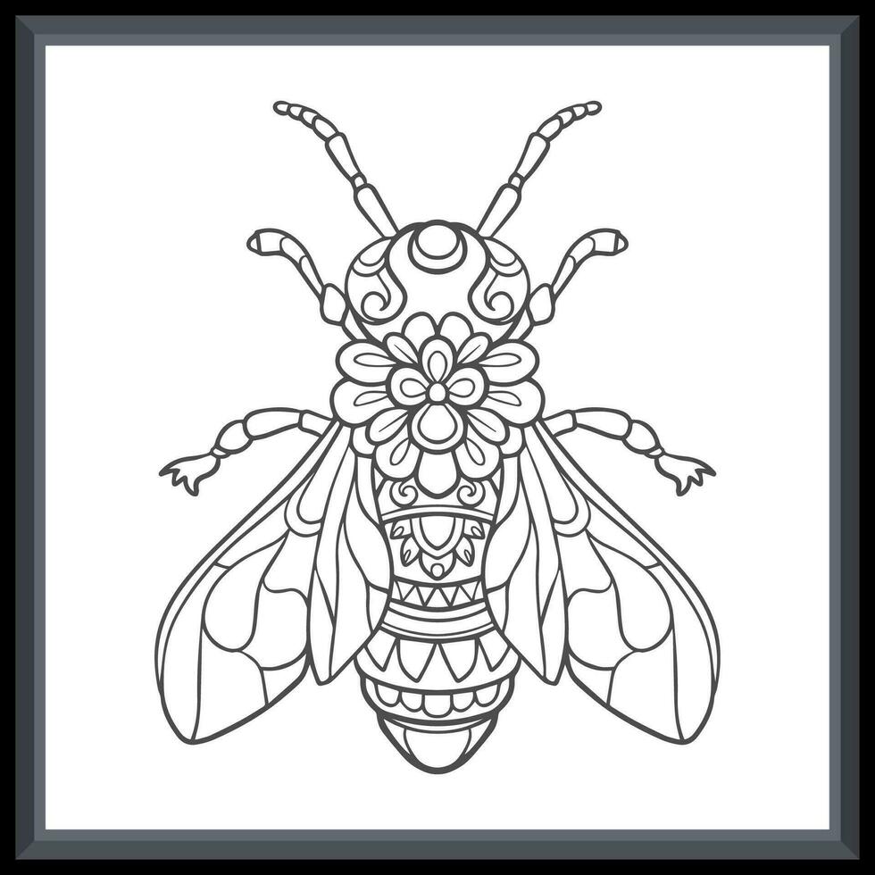 aguijón abeja mandala letras aislado en blanco antecedentes. vector