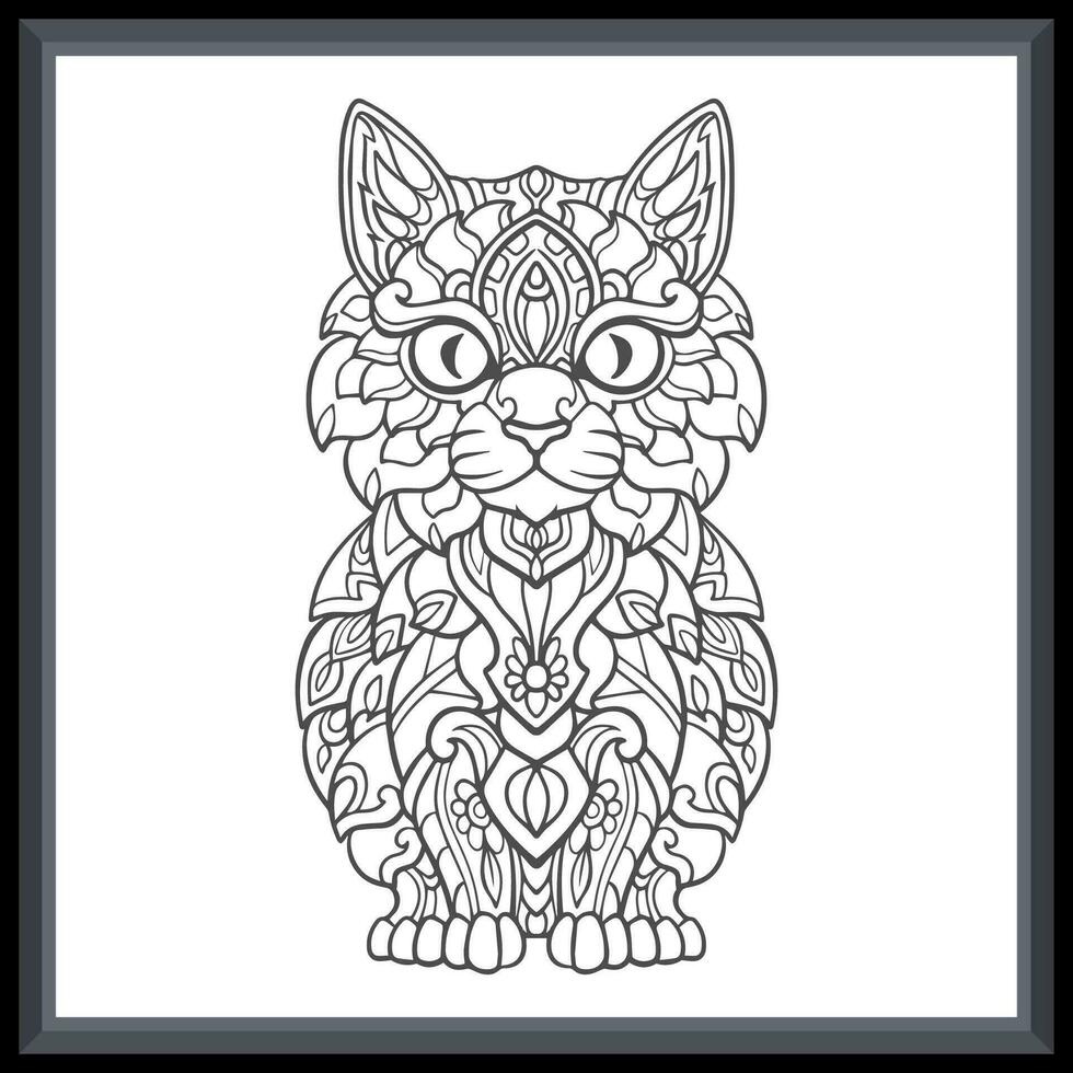 Cat head mandala arts isolated on white background. vector