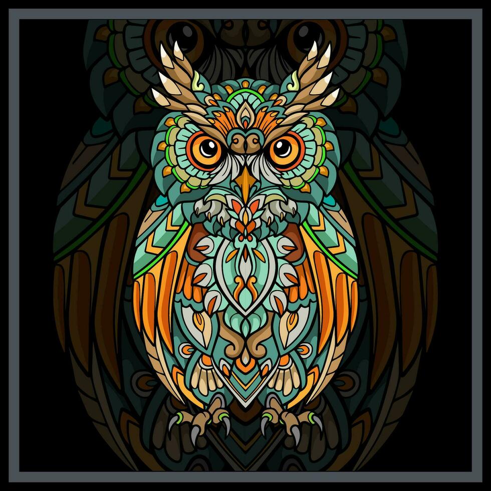 Colorful Owl bird mandala arts. vector
