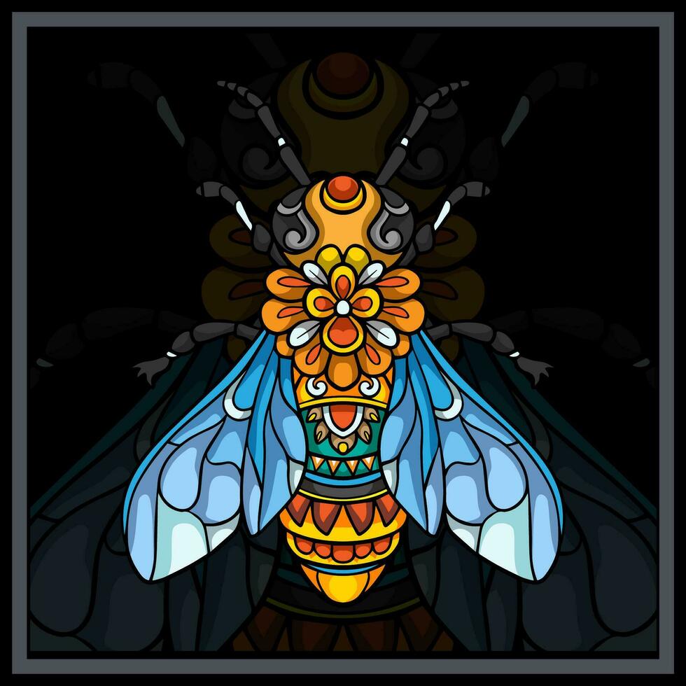 Colorful Stinger bee mandala arts. vector