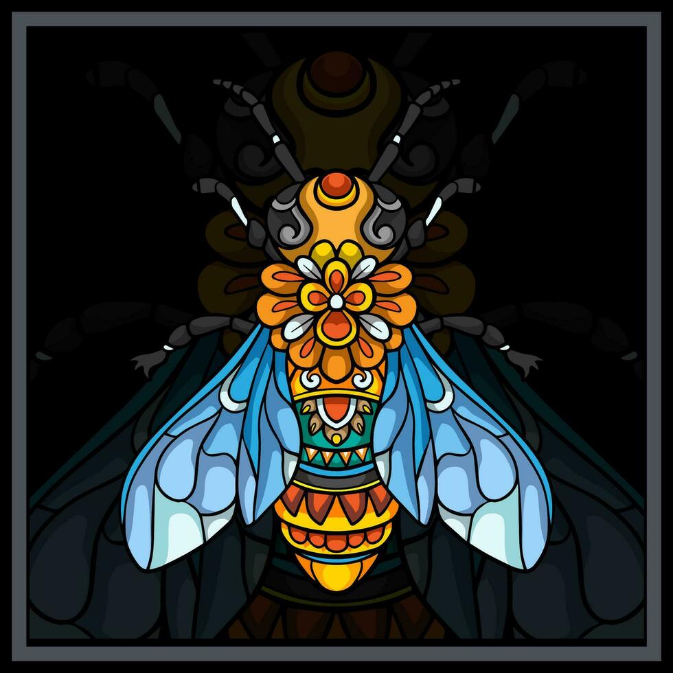 Colorful Stinger bee mandala arts. vector