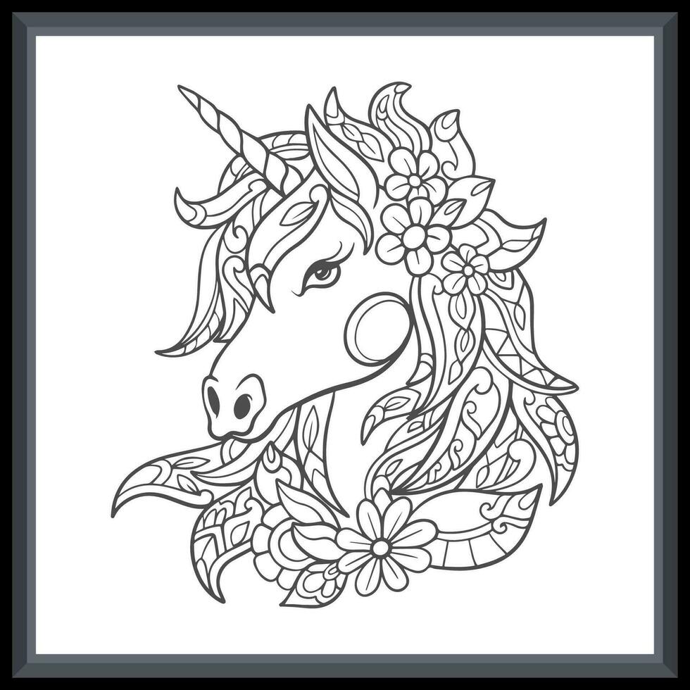 Unicorn head mandala arts isolated on white background. vector