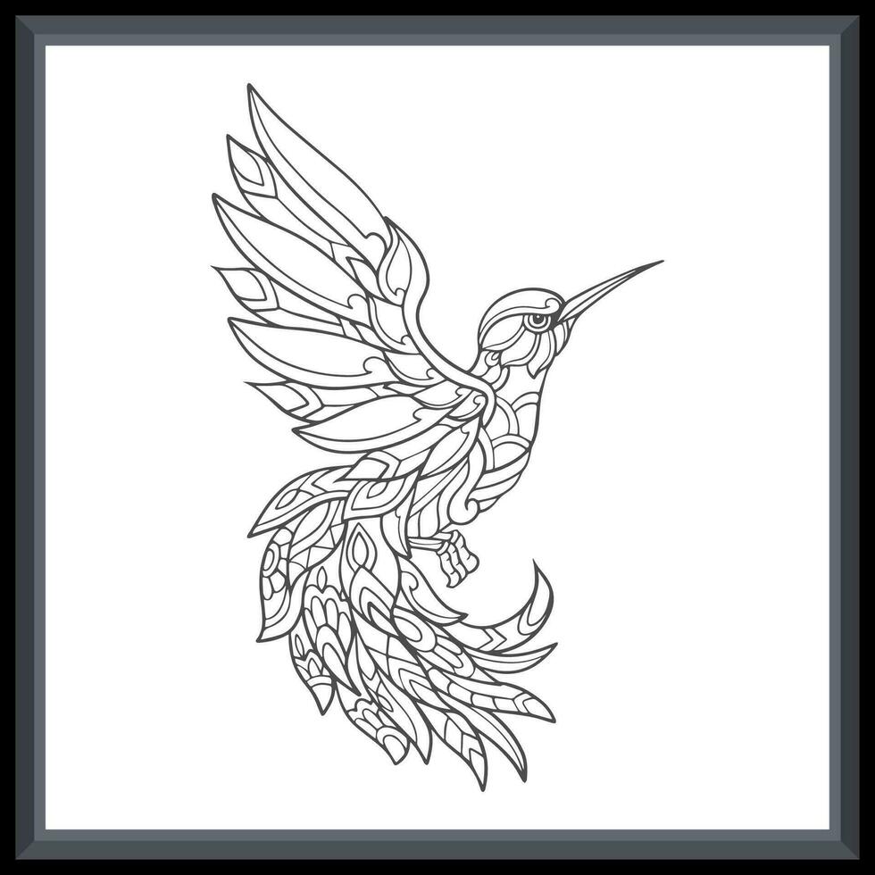 Humming bird mandala arts isolated on white background. vector