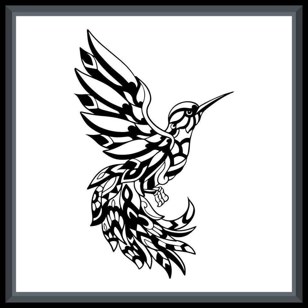 Colorful Humming bird tattoo mandala arts. vector