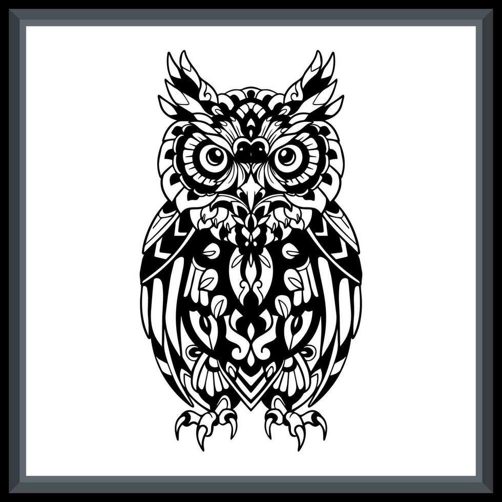 Owl head tribal tattoo mandala arts. vector