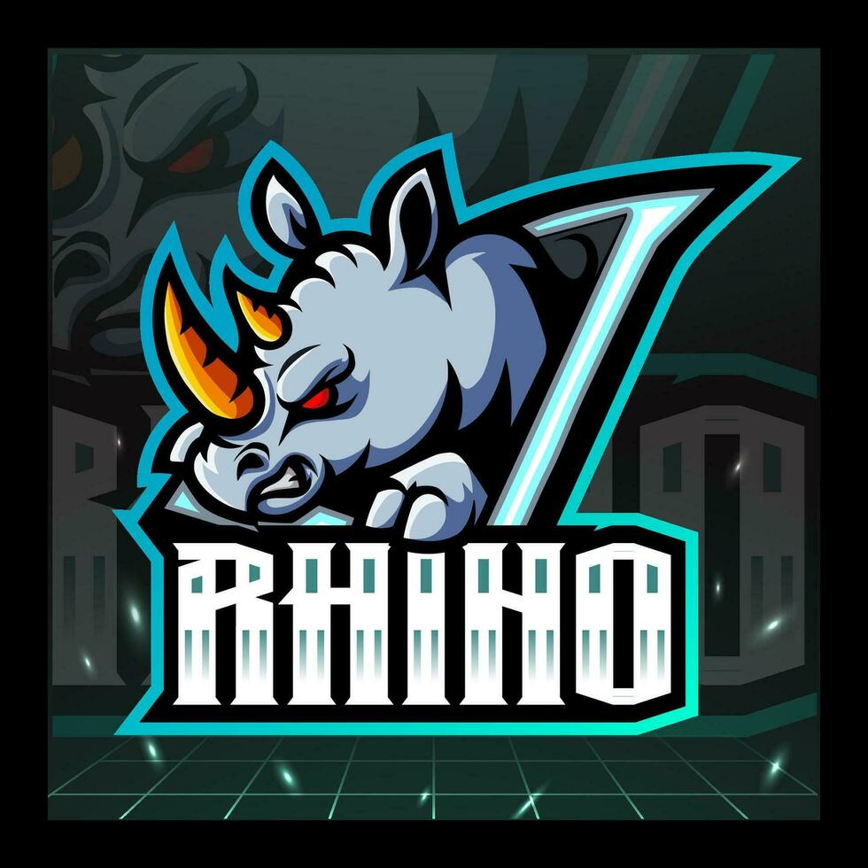 Rhino mascot esport logo design. vector