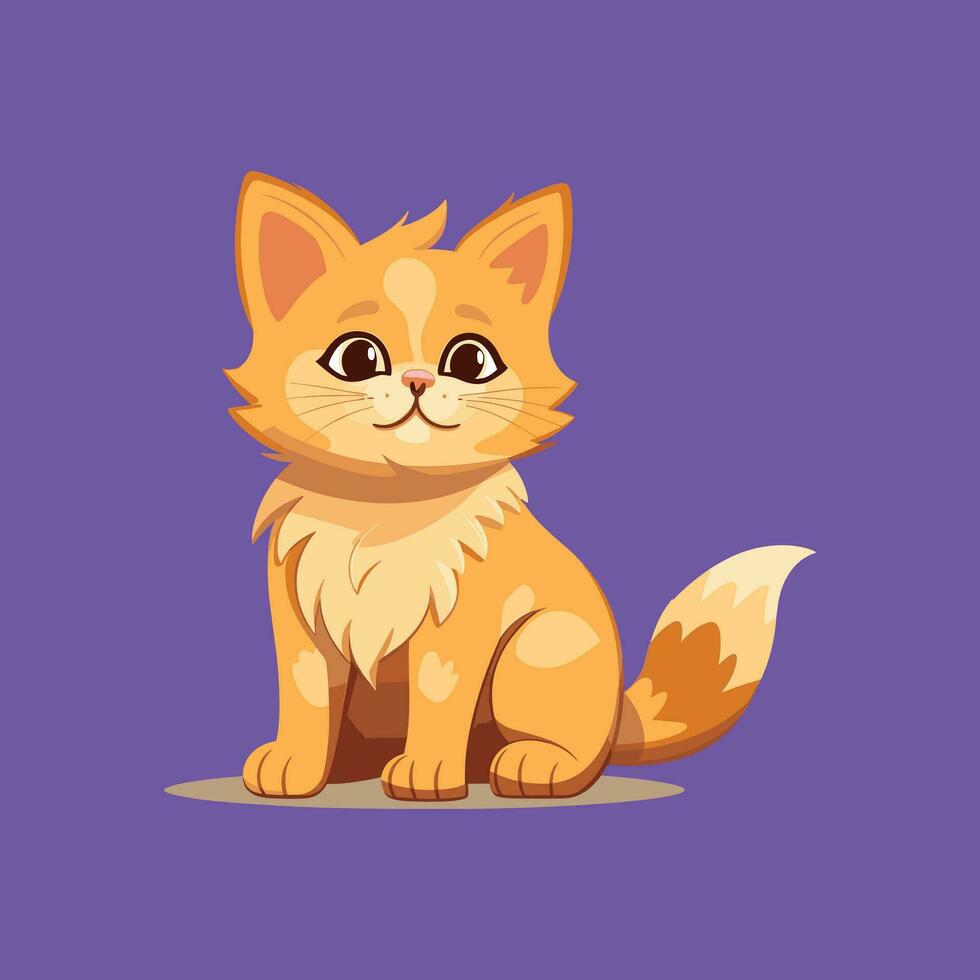 A cute cartoon cat sitting on white background vector