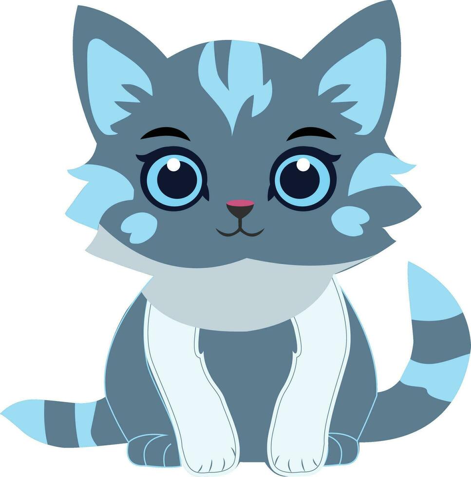 A cute cartoon cat sitting on white background vector