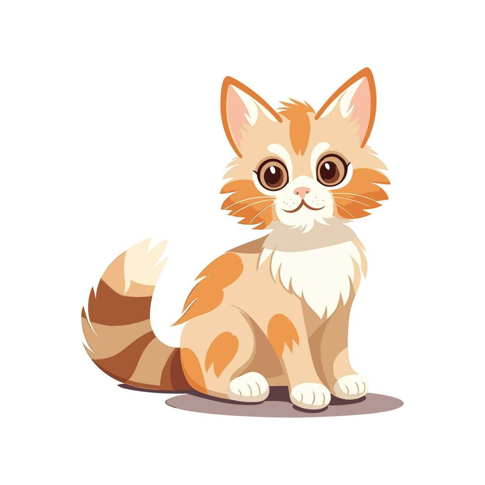 A cute cartoon cat sitting on white background vector