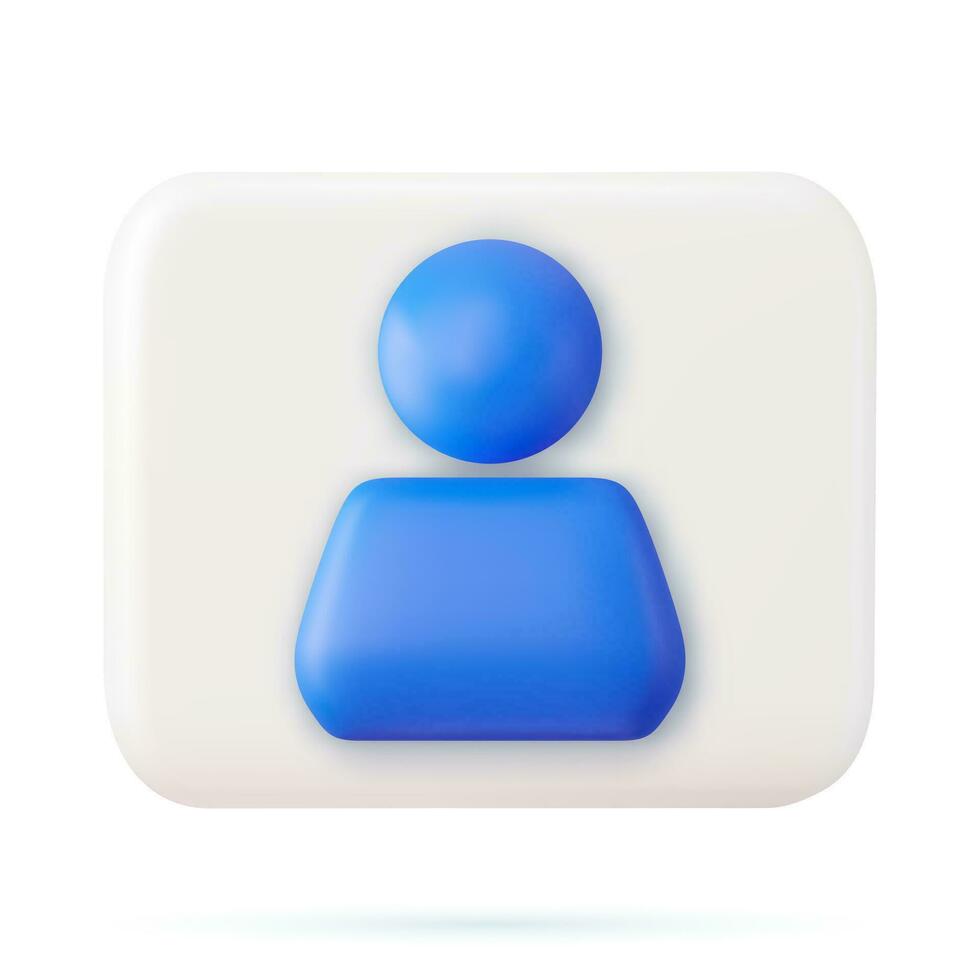 3d cuadrado blanco icono botón persona símbolo aislado en blanco antecedentes. usuario social red icono. 3d representación. vector ilustración