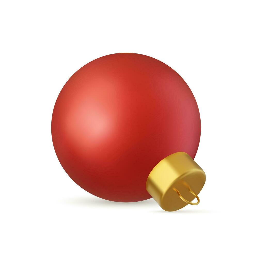 3d rojo Navidad pelota aislado en blanco antecedentes. . nuevo año juguete decoración. fiesta decoración elemento. 3d representación. vector ilustración