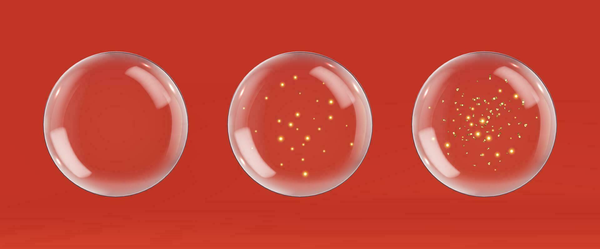 3d Realistic hanging glass christmas balls vector