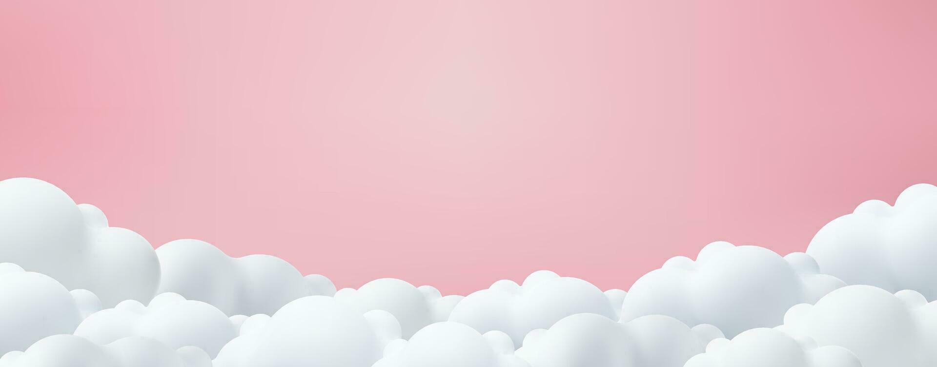 hermosa nubes en rosado fondo. sitio para texto. contento San Valentín día, contento madre s día fondo, bebé niña fondo de pantalla. romántico rebaja diseño plantilla, frontera encabezamiento. vector ilustración