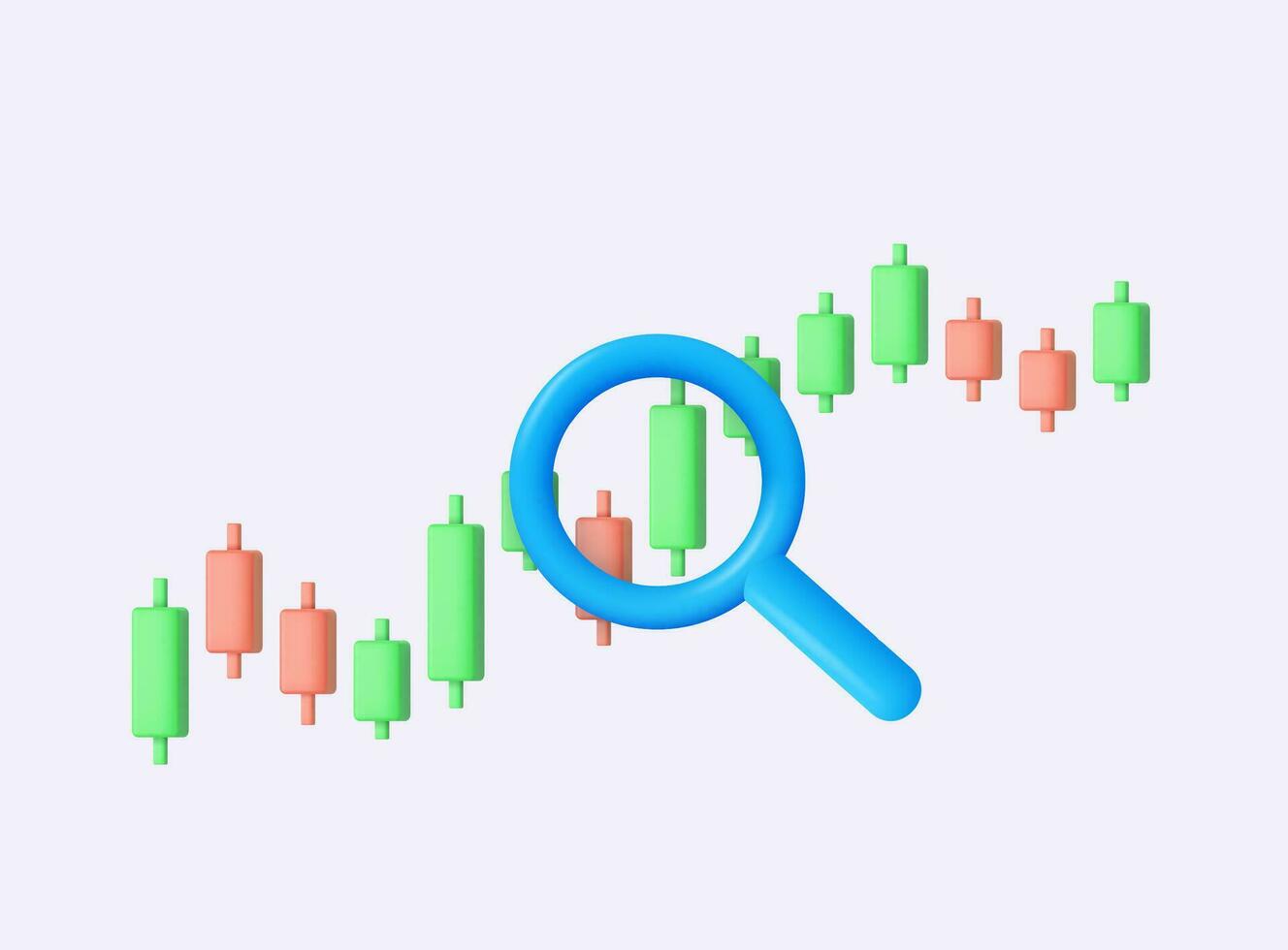 3d Growth stock diagram financial graph or business investment market trade. magnifier analyze investment graph. 3d rendering. Vector illustration