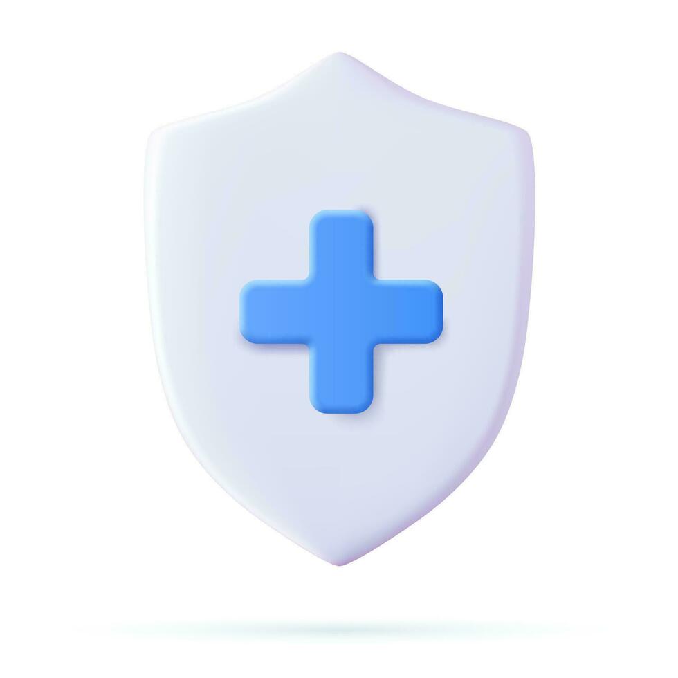 3d Shield icon. Health care concept. Health insurance concept. immune system shield concept on the white background. Icon of virus protection. Vector illustration