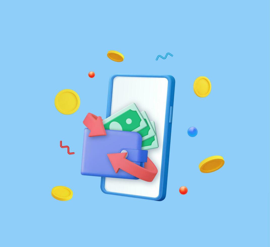 Cashback in wallet icon concept. vector