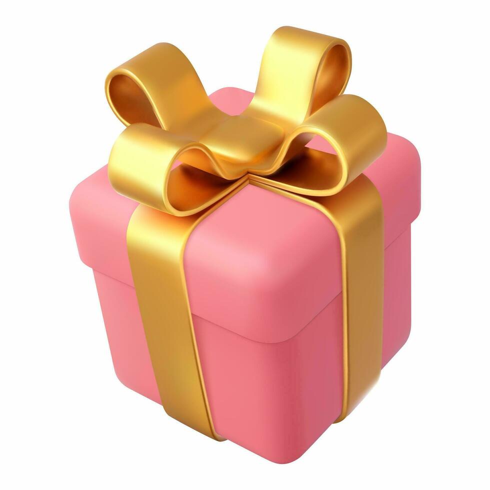 3d hacer regalos caja aislado en blanco antecedentes. fiesta decoración presenta festivo regalo sorpresa. realista icono para cumpleaños o Boda pancartas vector ilustración.