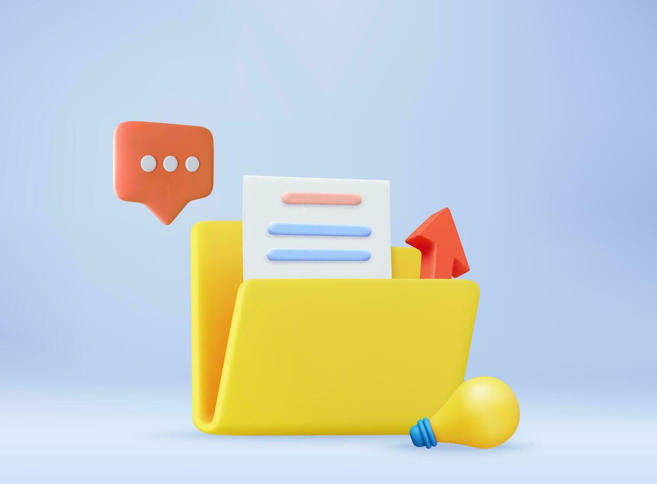 3d case archive for document, reports. Business folder, document, file icon. minimal design folder with files, paper icon. File management concept. 3d rendering. Vector illustration
