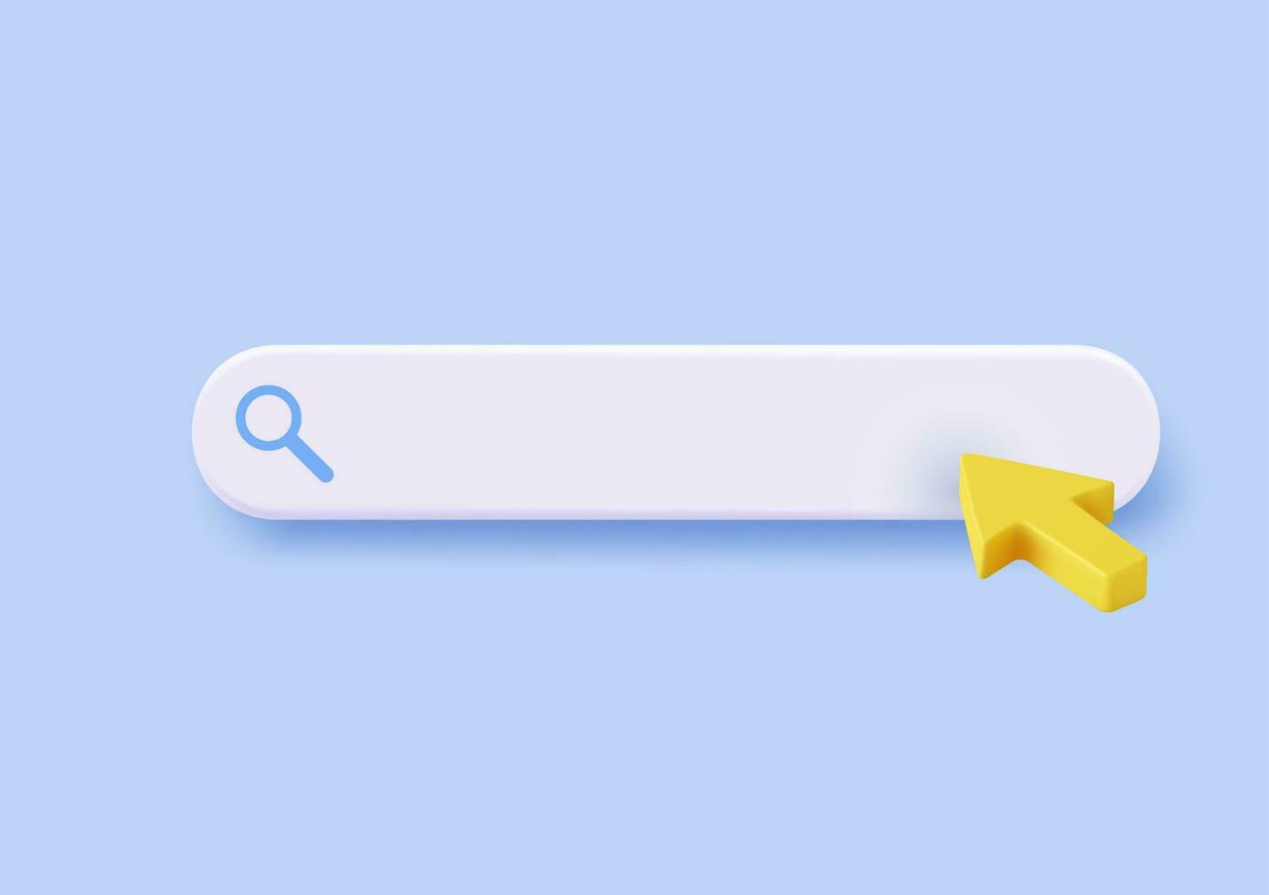 3d Search bar template for website. Navigation search for browser. 3d arrow, cursor. Creative concept design in cartoon style. Vector illustration