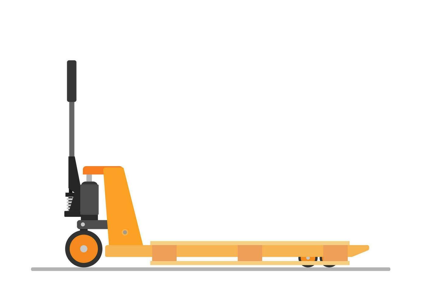 Hand pallet jack lift and wooden pallet isolated on white. cargo cart or forklift. Delivery, logistic and shipping cargo. Vector illustration in flat style