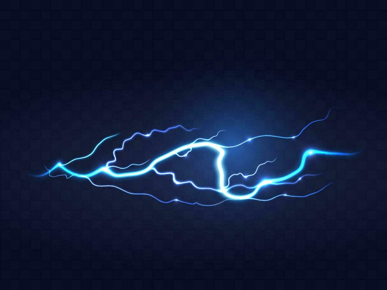 Abstract Blue Lightning on Black Background. Blitz Lightning Thunder Light Sparks Storm Flash Thunderstorm. Power Energy Charge Thunder Shock vector