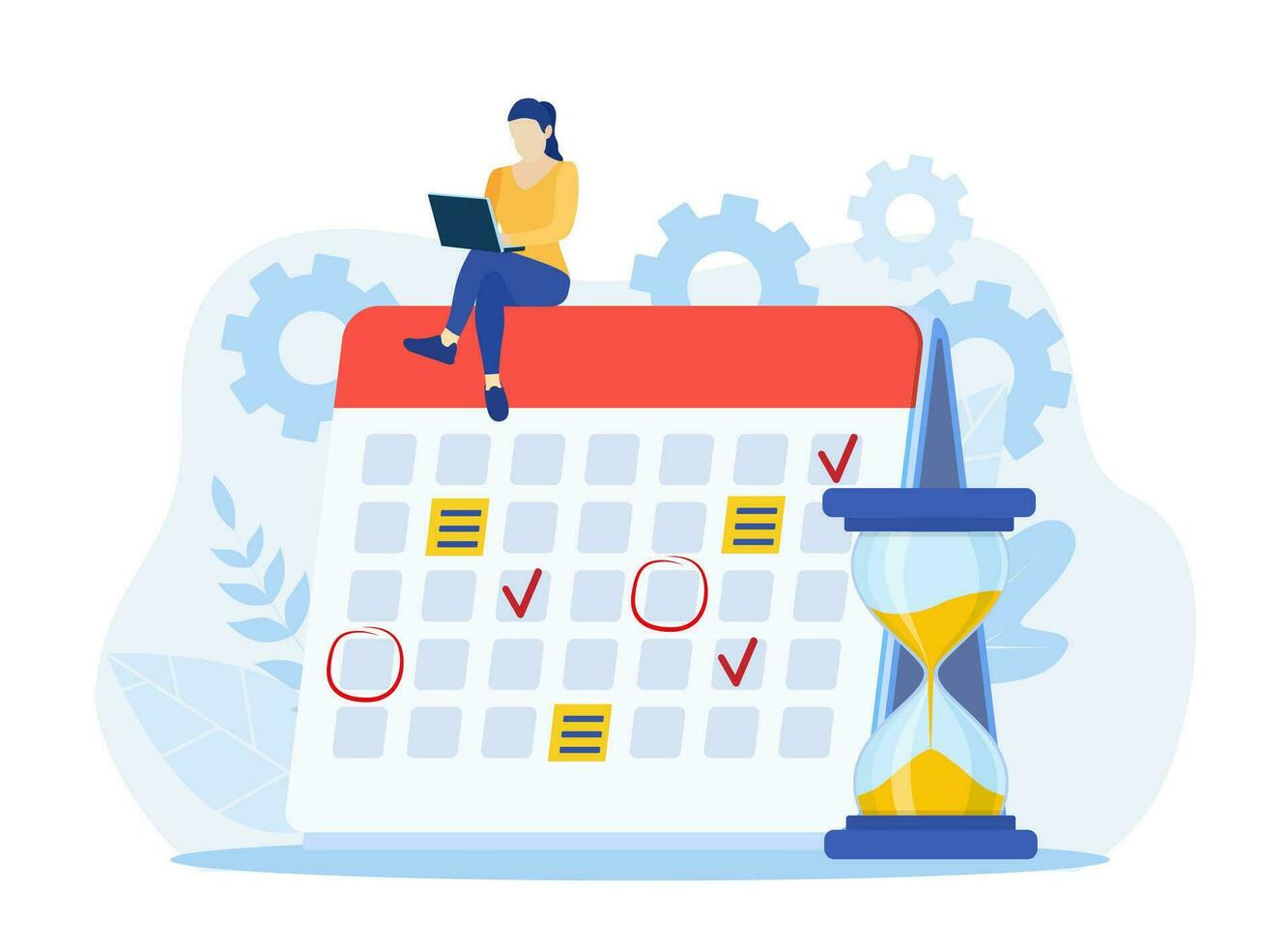 Planning schedule, business event and calendar concept. Project management, work time limit, task due dates, deadline reminder. Planning strategy and time management. Vector illustration in flat style