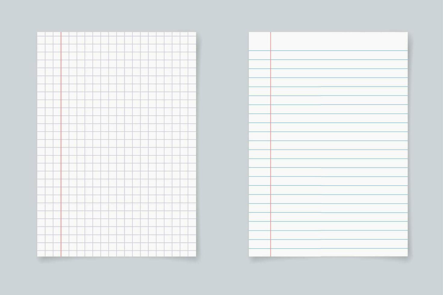 Set of realistic blank sheets of square and lined paper. notepad notebook mockups. School notepad notebook. vector illustration.