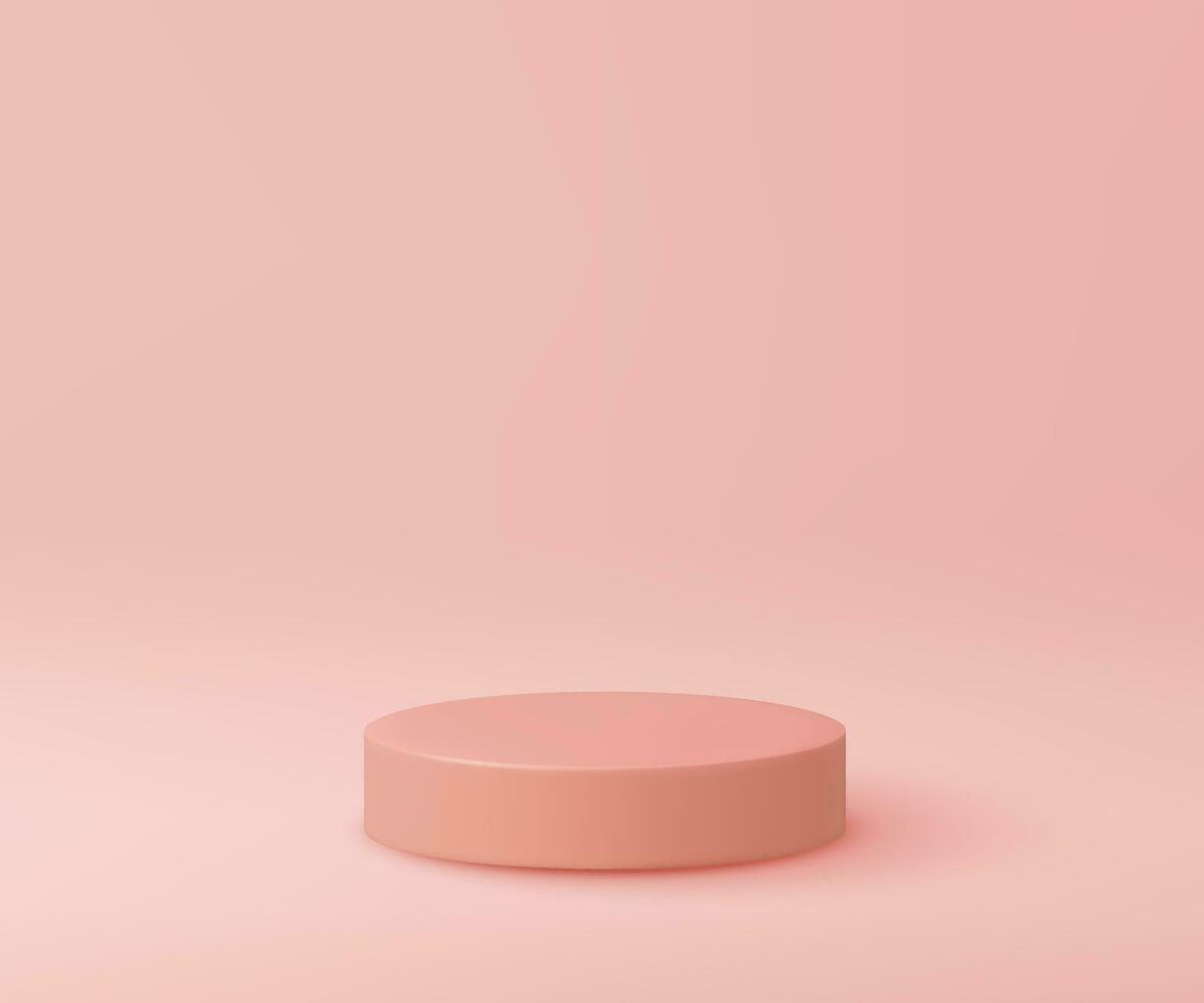 resumen rosado cilindro pedestal podio, rosado vacío habitación, representación 3d forma, producto monitor presentación. estudio habitación concepto. vector ilustración.
