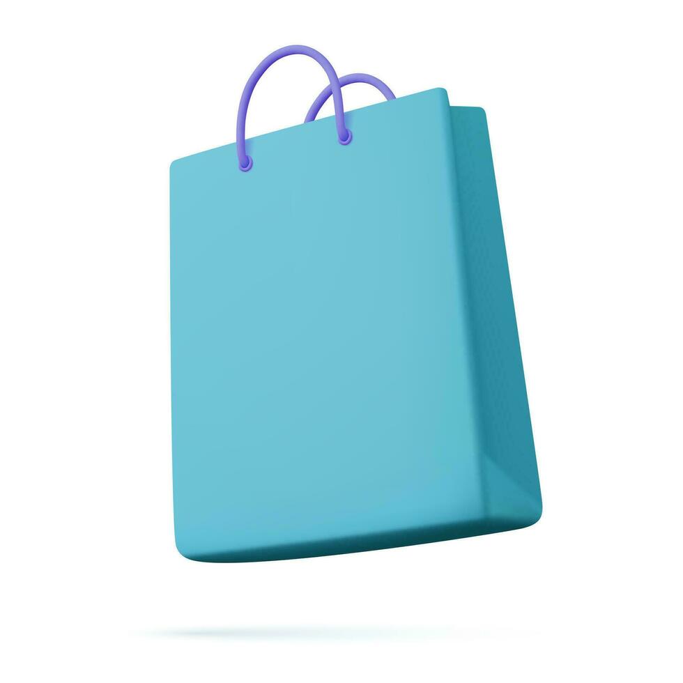 3d Shopping bag, handbag. Sale, discount, promotion, Online shopping concept. Banner template. 3d rendering. Vector illustration