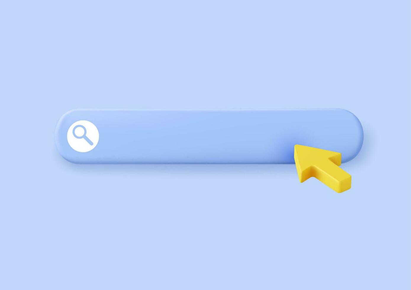 3d Search bar template for website. Navigation search for browser. 3d arrow, cursor. Creative concept design in cartoon style. Vector illustration