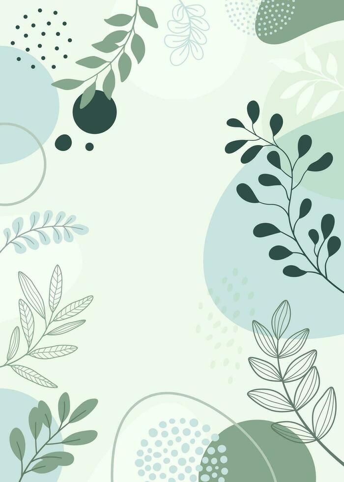 diseño de fondo de marco de banner. ilustración de vector de fondo de cartel colorido. plantas exóticas, ramas, impresión de arte para belleza, moda y productos naturales, bienestar, boda y evento.