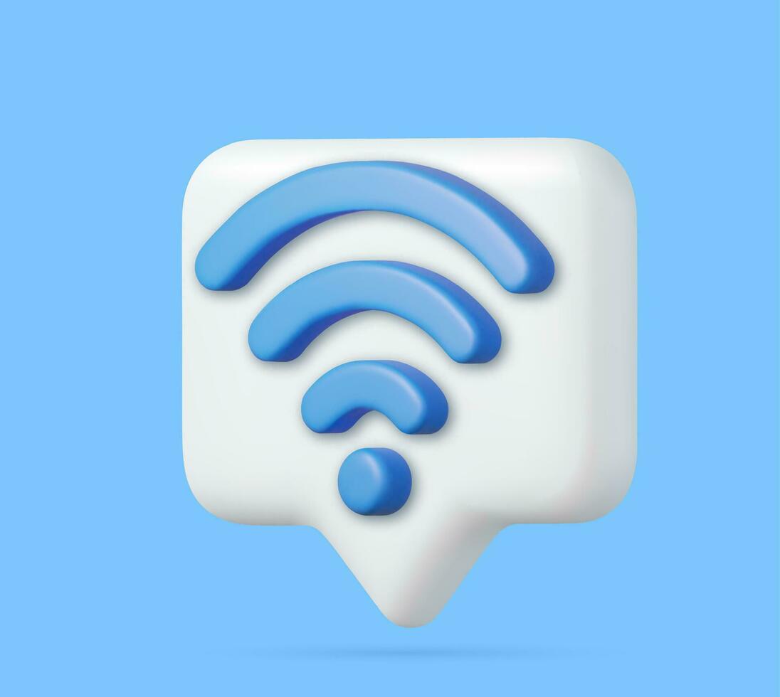 3D talk ballon with a wifi. Speech bubble with wifi icon. 3d rendering. Vector illustration