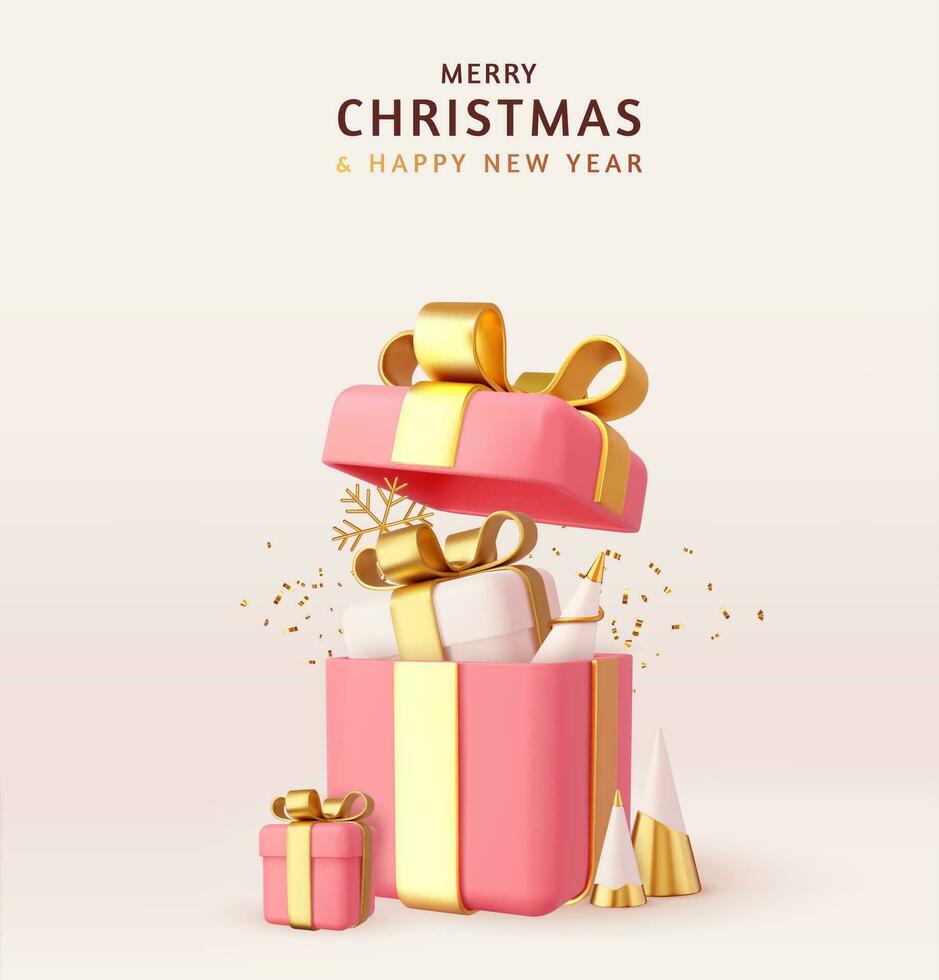 3d New Year and Christmas design. vector