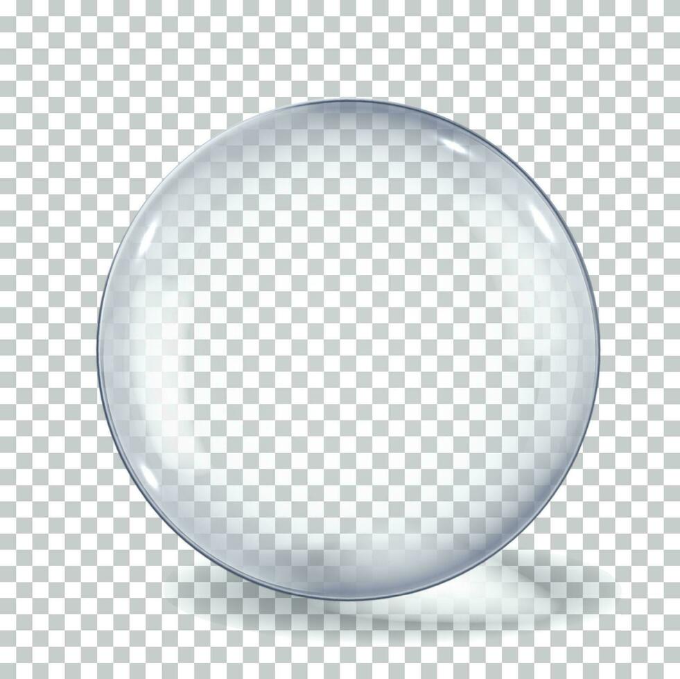 Realistic 3d glass spherical ball on light background. vector